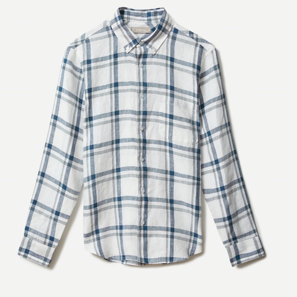 Everlane - The Linen Standard Fit Shirt in Windowpane (Large)